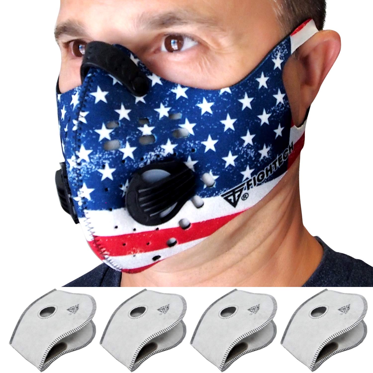 FIGHTECH Dust Mask Mouth Mask Respirator with 4 Carbon N99 Filters