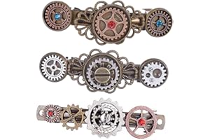 DINHEAROM 3pcs Steampunk Hair Clips Vintage Clock Gear Design Spring Hairpins Retro Headdress Accessories for