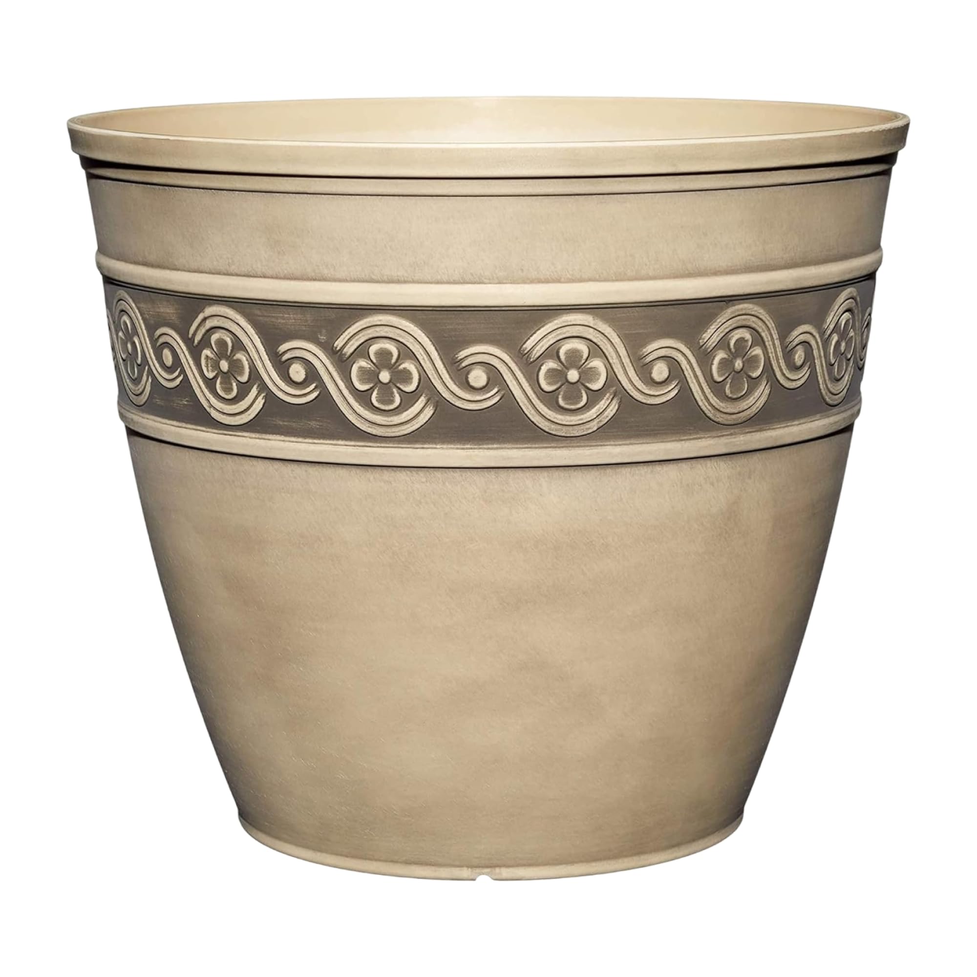 Classic Home & Garden Planter, Resin Stone, Ivory Ash, 10" Round