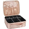 Relavel Travel Makeup Train Case Makeup Cosmetic Case Organizer Portable Artist Storage Bag with Adjustable Dividers for Cosmetics Makeup Brushes Toiletry Jewelry Digital (Rose Gold)