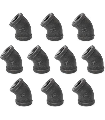 PIPE DECOR 1/2 Inch 45 Degree Elbow Fittings – Black Malleable Iron, 10 Pack For DIY Furniture - View #9