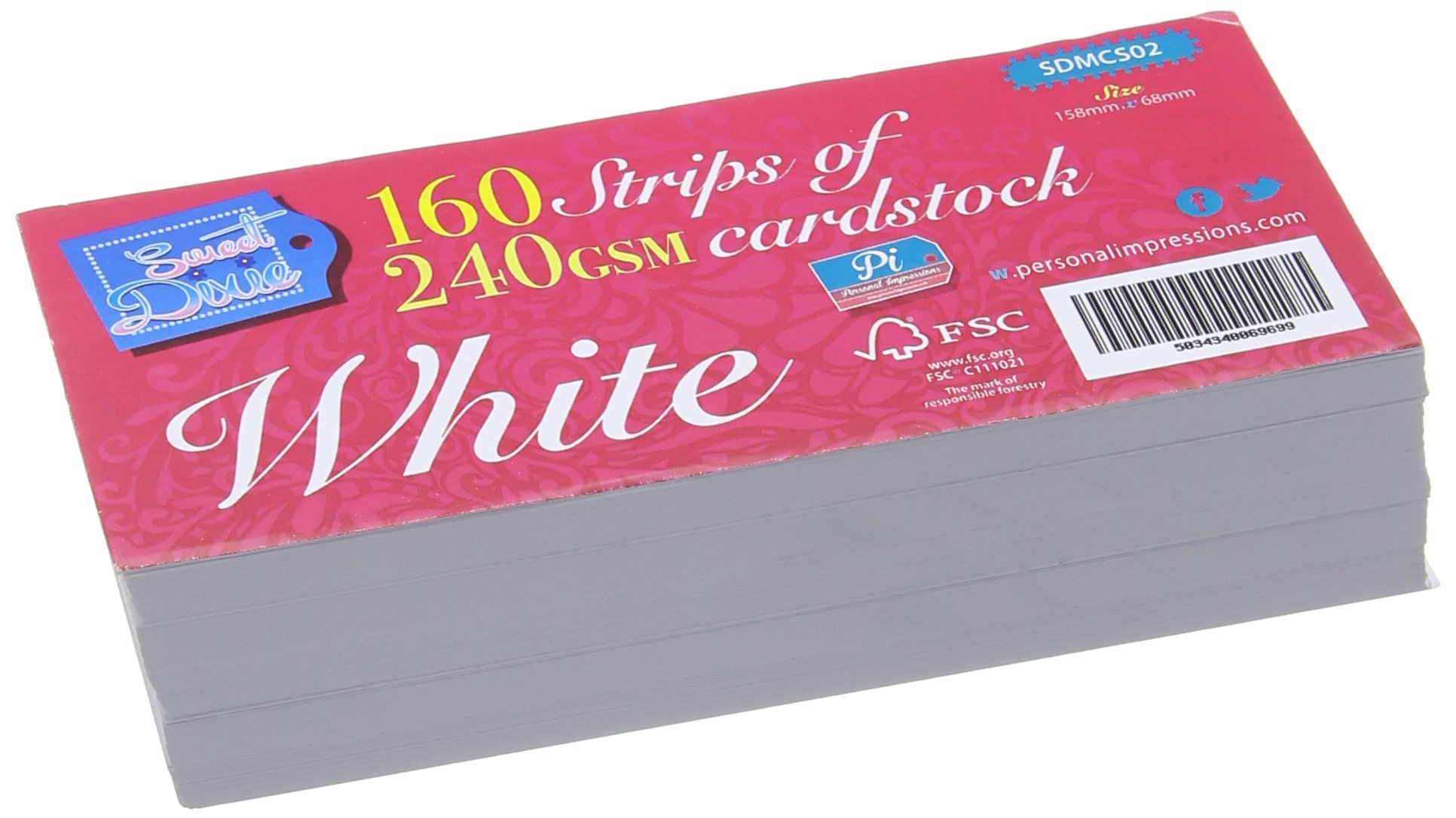 Sweet Dixie White Card Stock Strips (Pack of 160), Paper, 6.8 x 16 x 4.4 cm