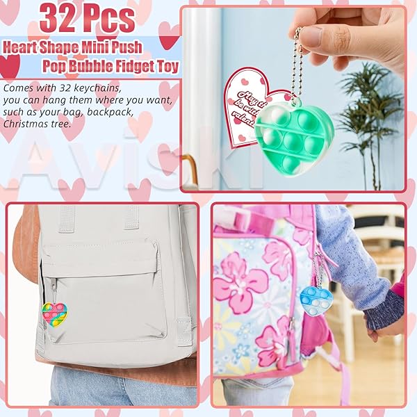 AVISKI 30PCS KIDS VALENTINES DAY GIFTS FOR CLASSROOM – VALENTINE PREFILLED HEARTS WITH POPPERS FIDGET GIFT TAGS FOR TODDLERS BOYS GIRLS EXCHANGE GIFTS, PARTY FAVOR PRIZES, VALENTINE’S GREETING GIFTS