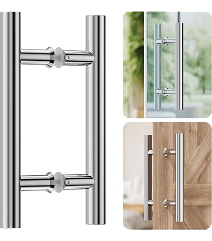Toprema 14" Rustic Black Sliding Barn Door Handle - Two-Sided Steel Flat Bar Pull Hardware