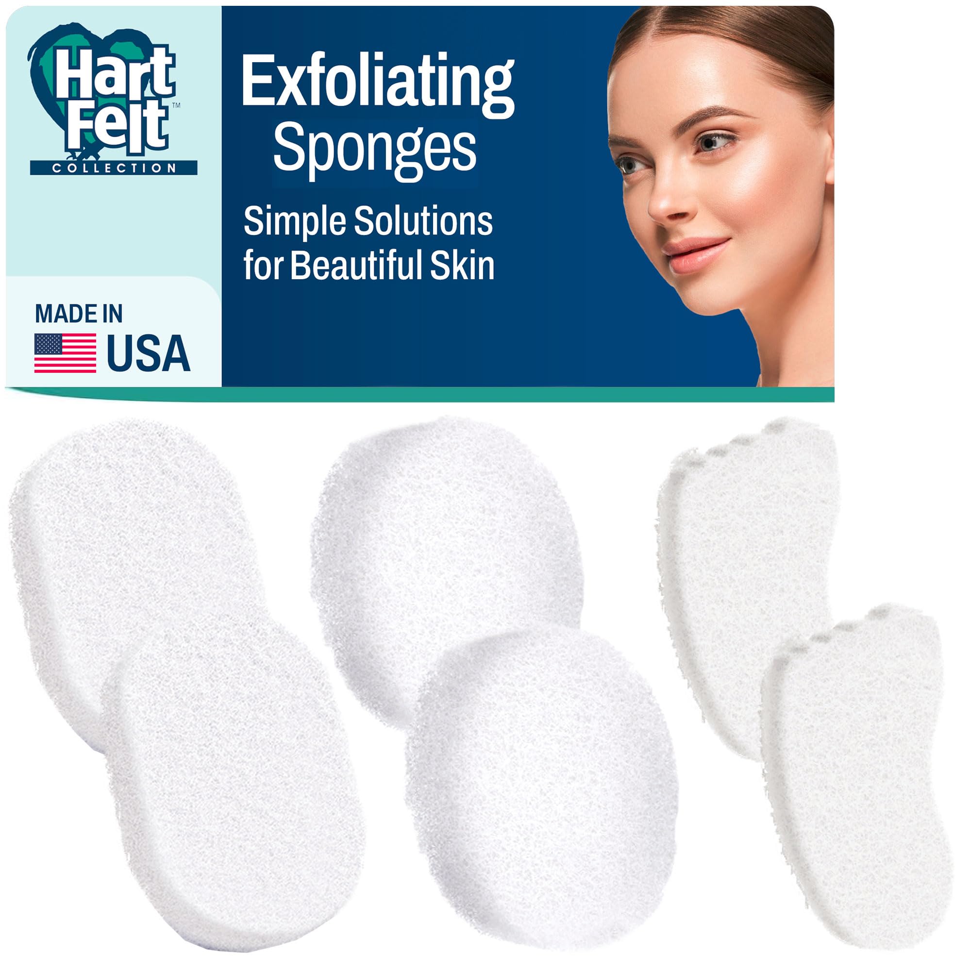 HartFelt Bundle Includes 2 Each: Facial Scrub, Body Scrub, and Foot Scrub -Clean, Exfoliate, and Refresh Skin with facial exfoliator, body exfoliator, foot exfoliator, Made In USA, 6 Count, White
