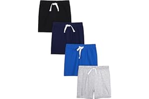 Resinta 4 Pack Baby Boys' Cotton Shorts Baby Casual Shorts Soft Toddler Baby Boys' Pull-On Shorts