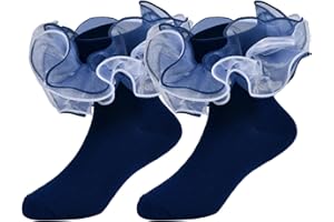 KUANINUNAR Toddler Baby Girls Ruffle Soft Double Frilly Lace Socks Kids Cute Ankle Cotton Dress Socks