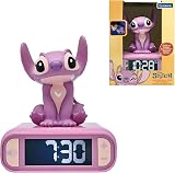 Lexibook Disney Stitch Angel Night Light Alarm Clock RL800D1 Pink