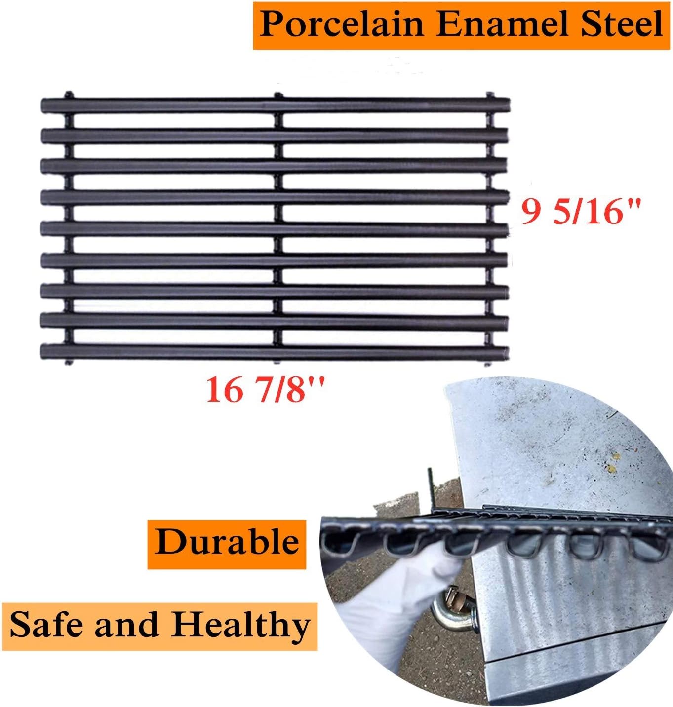 Cooking Grid Grate for Charbroil 463420507, 463420508, Kenmore 463420507, 461442513, Porcelain Enameled Grates Replacement Parts for Master Chef 85-3100-2, 85-3101-0 Gas Grill 16-7/8", 3 Pack : Garden & Outdoor