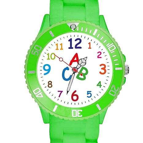 Taffstyle Kinder Armbanduhr Silikon Sportuhr Bunte Sport Uhr Kinderuhr Lernuhr Zahlen ABC Motiv Analog