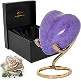 ANGELFOREVER Heart Urn with Stand & Box Keepsake Urn for Human Ashes Mini Cremation Urn for Men & Women (Purple Marble)