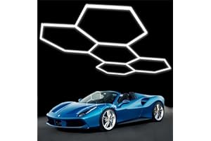 Wanzvisk Hexagon Led Lights,5 Hex Grid for Garage，25 Pack 144W 17280LM Super Bright Hexagon Garage Ceiling Light for Gym Shop Basement Car Detailing Hexcal Studio Lighting