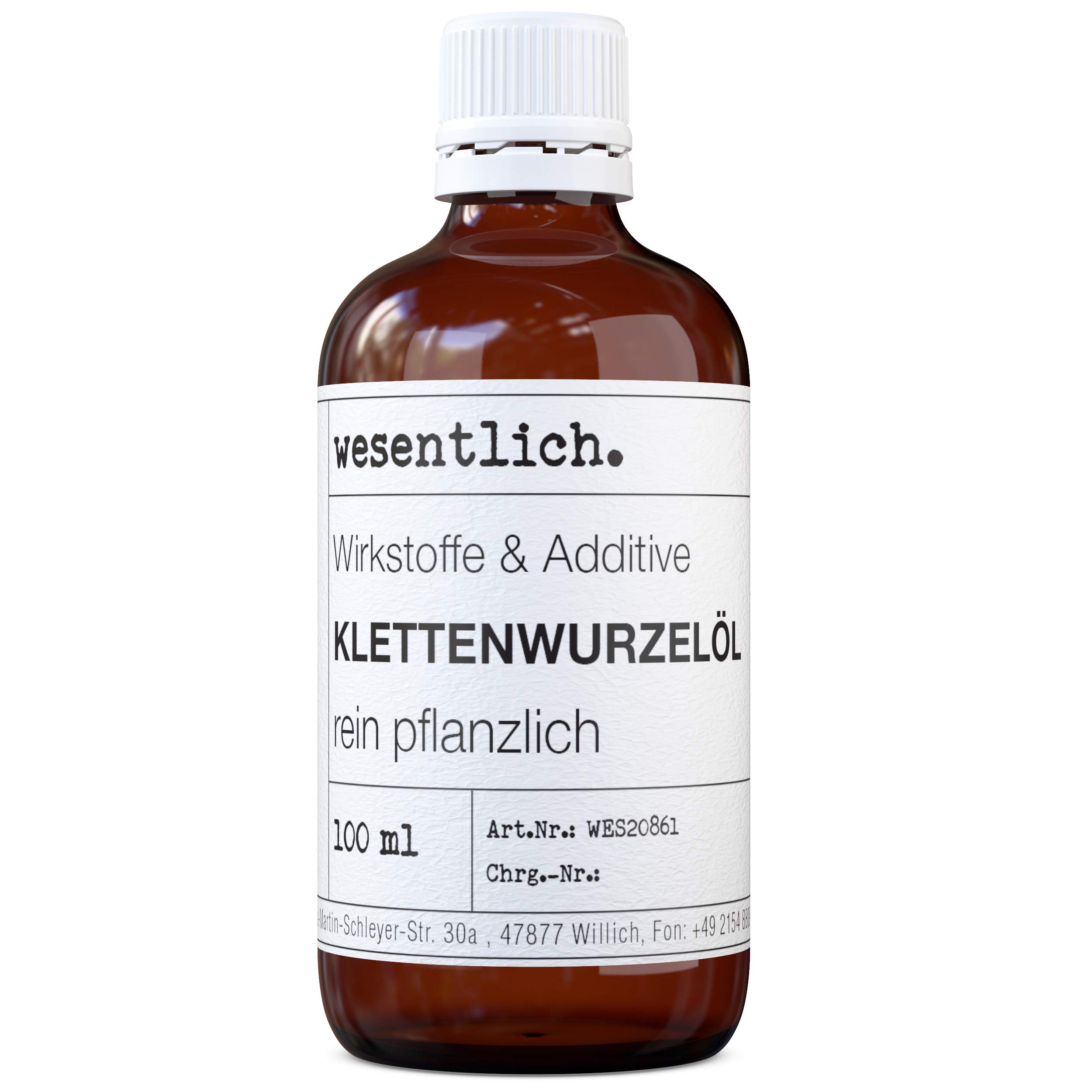 Burdock root oil (100 ml) – pure vegetable – natural care for skin, hair and eyelashes from wesentlich.