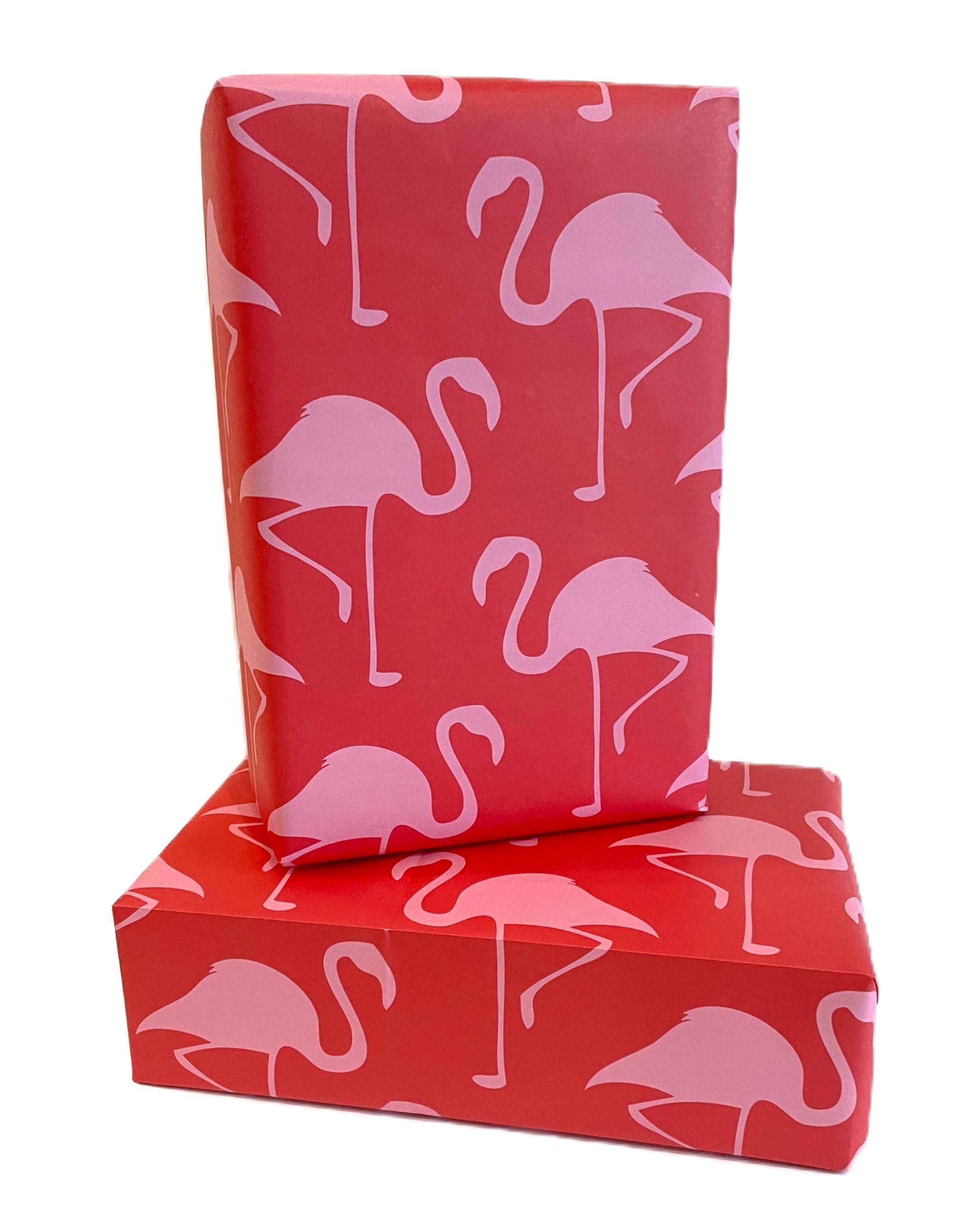 WRAPT Eco Birthday Wrapping Paper Large Quality Thick 50x70cm Present Sheets - UK Made - Recyclable Bright Scandi Gift Wrap (Fabulous Flamingoes, 6 sheets) — image 1