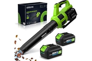 STEELITE 21V Cordless Leaf Blower – Turbo Mode 480CFM 120MPH, 2×4.0Ah Batteries & Fast Charger, Lightweight Electric Blower f