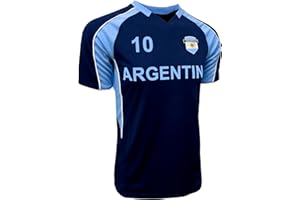 JUST 4 KICKS Men's Argentina Short Sleeve Shirt, Adult Sizes Argentina Game Day Soccer Jersey T-Shirt