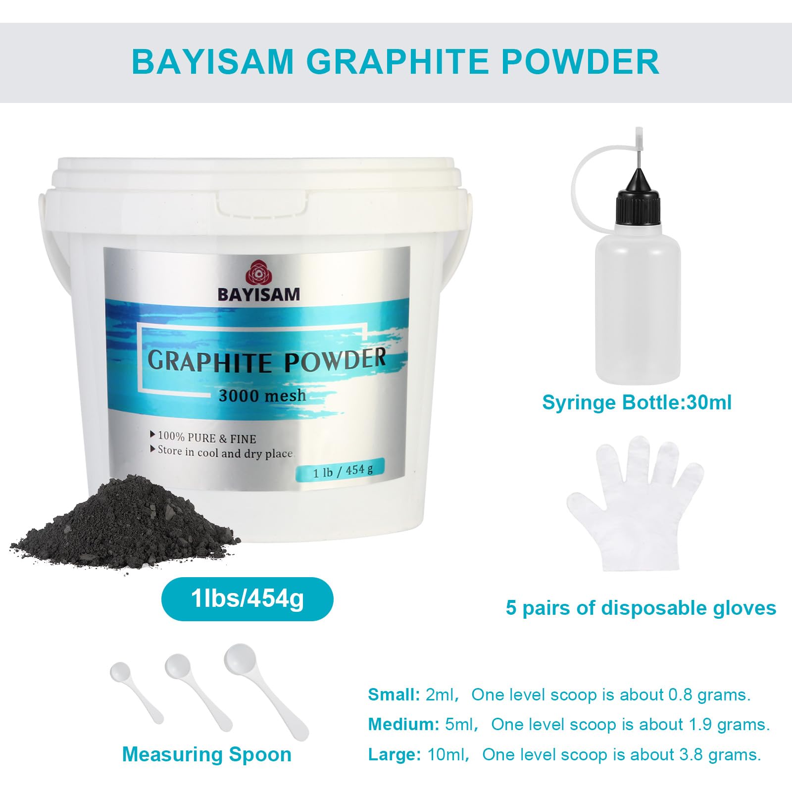 1LB Pure Graphite Powder,3000 Mesh Microfine Dry Graphite Lubricant Powder for Locks,Pinewood Cars,Bearings,Reels,Sketches,Paintings