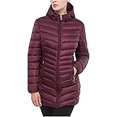 Rokka&Rolla Women's Packable Lightweight Puffer Jacket Water-Resistant Hooded Winter Long Coat
