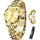OLEVS Womens Watch Elegant Dress Diamond Analog Quartz Watch Two Tone Stainless Steel Waterproof Luminous Wristwatch