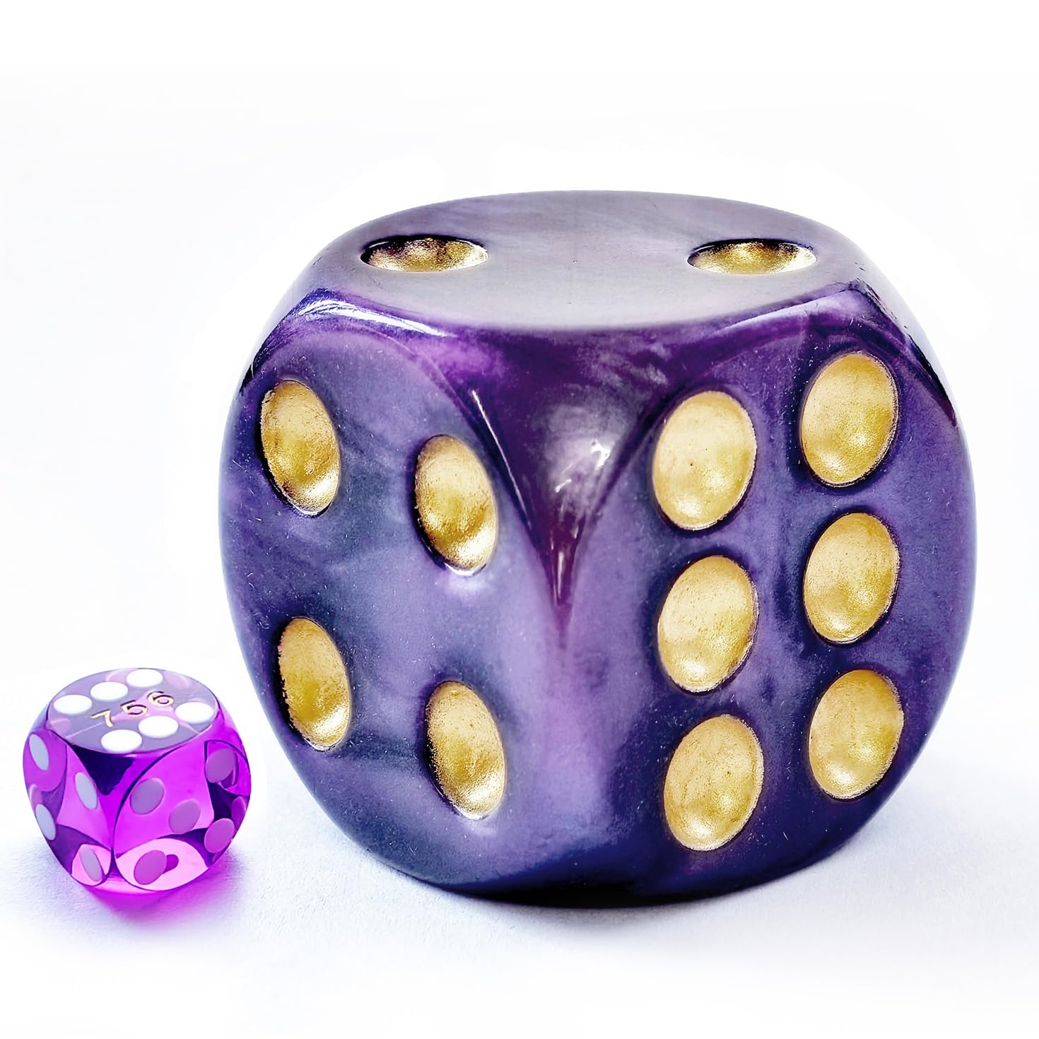 Solid Acrylic Jumbo DND Dice - 40MM Pearl Violet D6, Big Playing Dice — image 1