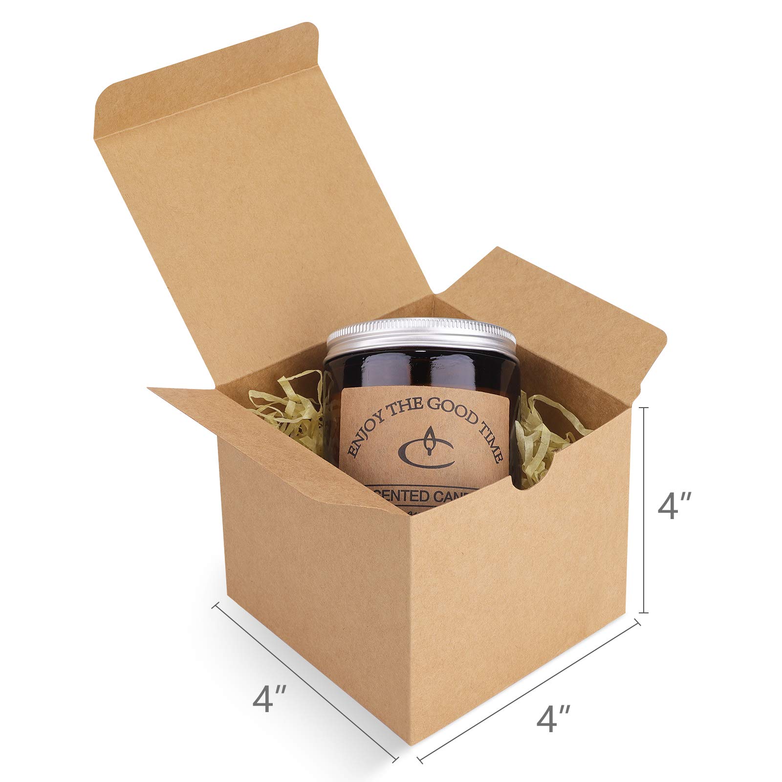 Eupako Gift Boxes 4x4x4" 50 Pack Brown Kraft Paper Box with Lids Party Favor Boxes for Bridesmaids Proposal, Crafting, Cupcake, Wedding