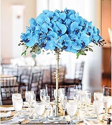 ICBOX Blue Orchids Artificial Flowers 6 PCS Fake