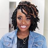 ToyoTress Tiana Passion Twist Hair - 6 Inch 8 Packs Pre-twisted Crochet Braids Natural Black, Short Bob Pre-looped Synthetic Braiding Hair Extensions (6 Inch, 1B-8P)