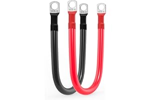 GOPAYIA 2 AWG Battery Cable 2 Gauge Battery Inverter Cables with 3/8 in Lugs Pure Copper Power Inverter Wire Set for Solar Marine Boat RV Car Motorcycle (1FT, 1 red +1 black cable)