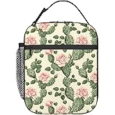 Plistiz Desert Cactus and Rose Blossom Lunch Box for Women Men, Insulated Lunch Box, Reusable Lunch Bag for Office, Work, Picnic, Travel