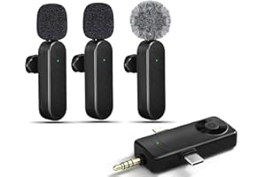 Tearstone Mini Microphone for iPhone Android Camera iPad USB-C, 4 in 1 Professional Wireless Lavalier Lapel Microphone for Recording, Live Stream, YouTube, Facebook, TikTok, Vlog (3 Pcs)