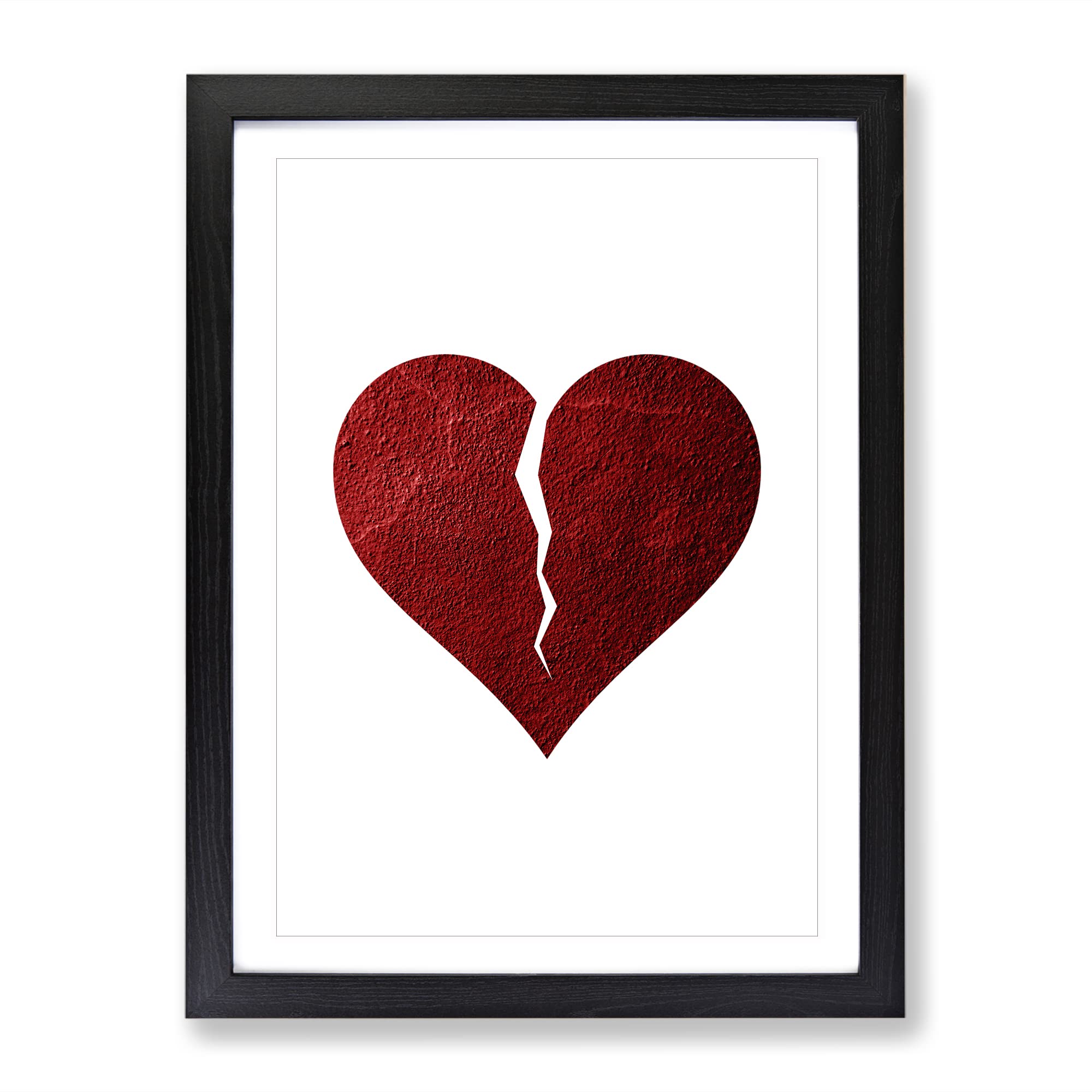 Broken Heart Modern Framed Wall Art Print, Ready to Hang Picture for Living Room Bedroom Home Office Décor, Black A3 (34 x 46 cm)