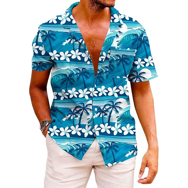 ERhoug Camisa De Manga Corta Con Botones Para Hombre, Diseño De Helado