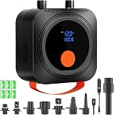 Electric Paddle Board Pump, 12000mAh Rechargeable SUP Pump 22PSI High Pressure with 12V DC Car Adapter, Dual-Stage Inflation&amp;Deflation, Portable Air Pump with 7 Nozzles for SUP, Inflatable Kayak, Boat