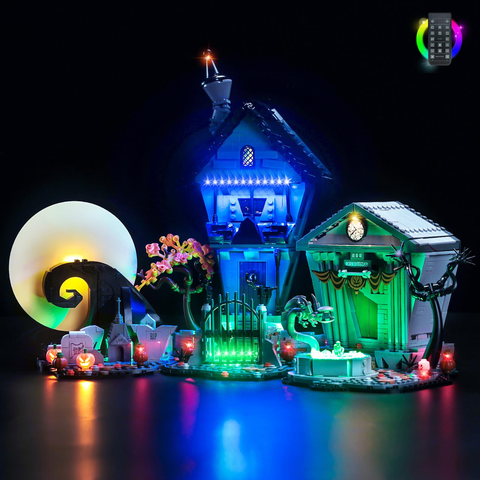 LocoLee RC Led Light Set Compatible with Lego Disney Tim Burton's The Nightmare Before Christmas Led Decoration Lighting Kit Compatible with Lego 21351 Building Blocks Model,Only Lights Set,No Model — image 1