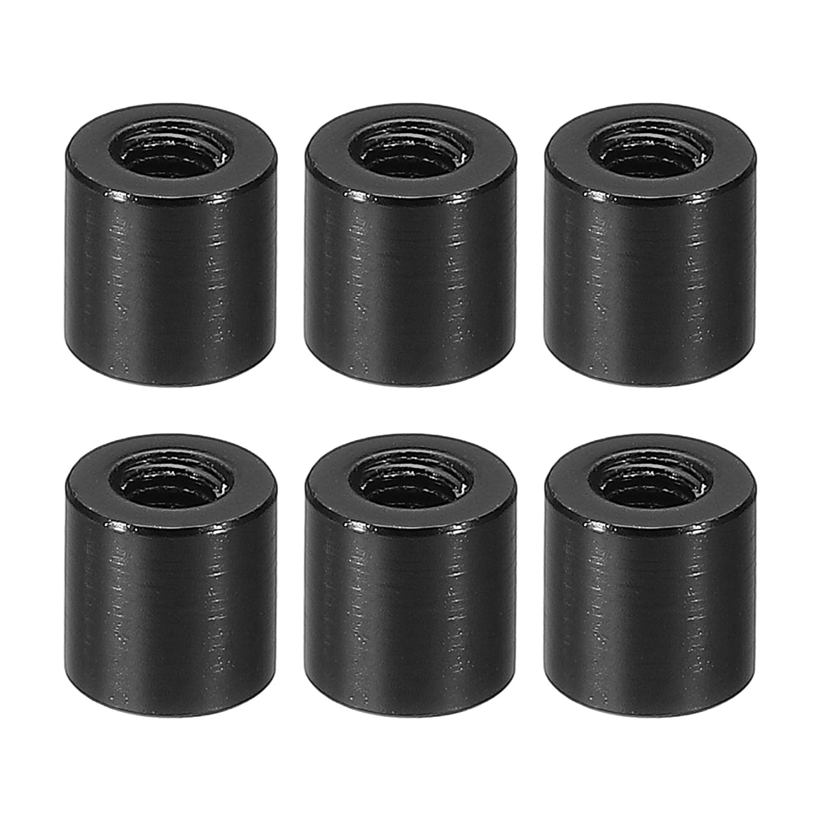 PATIKIL 6pcs M3 Metal Threaded Standoff Spacer Nuts, Round Aluminum Spacers Female Coupling Screws, 1/8" ID x 1/4" OD, Black 3x6x6mm โ image 1