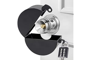 CHOWZZ Door Knob Lockout Device with Padlock,Temporary Door Handle Lock Cover for Dementia Patients, Outdoor Water Faucet Lock Cover for Hose Bib Lock、Propane Tank Lock、Water Spigot Lock-Black