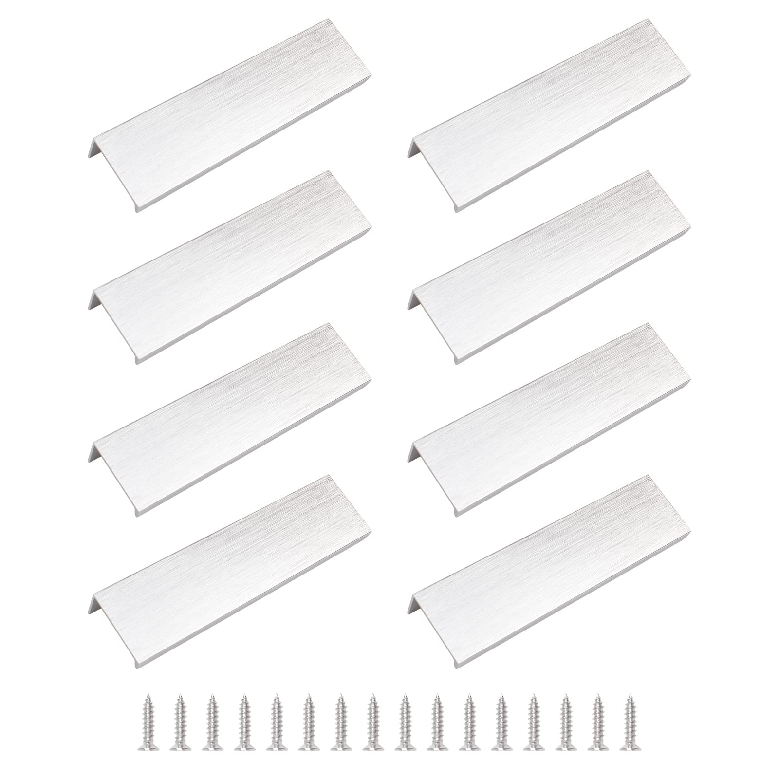 MOROBOR Brushed Silver Finger Edge Pull, 8pcs Concealed Handle Modern Style Drawer Handle, Right Angle Aluminum Alloy Invisible Wardrobe Knobs for Cabinet Hardware Drawer/120mm — image 1