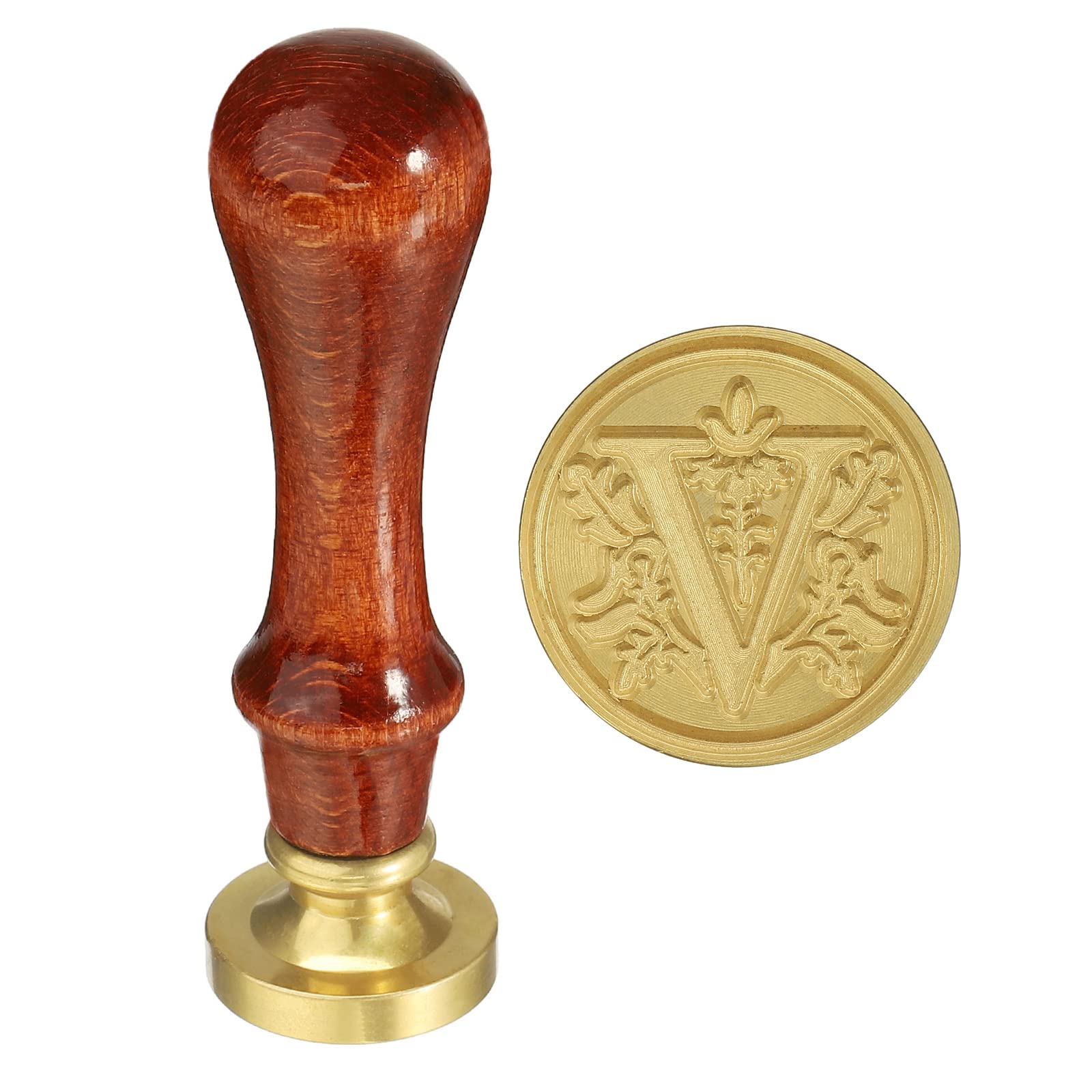 YOKIVE Alphabet Wax Seal Stamp, Letter Stamper with Removable Handle Head Decorate Postcards, Great for Festivals, Weddings (Golden, Red, Letter V)