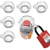 HiLKCO 1.18in Dia Emergency Stop Button Cover Lockout,5 Pack Round | 30mm Dia Transparent Power Push Button Switch Lock with Adhesive,Collision-Resistant,Dustproof,Safety Switch Protector