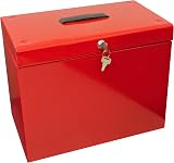 Cathedral Products A4 Steel File Box with Starter Pack of 5 Suspension Files Red