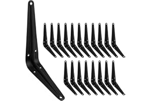 JOROHIKER 20 Pack 6 inch Shelf Brackets for DIY Floating Shelf, Heavy Duty Black Iron Metal Wall Bracket Shelf Bracket, Decorative Corner Brackets Joint Angle Bracket