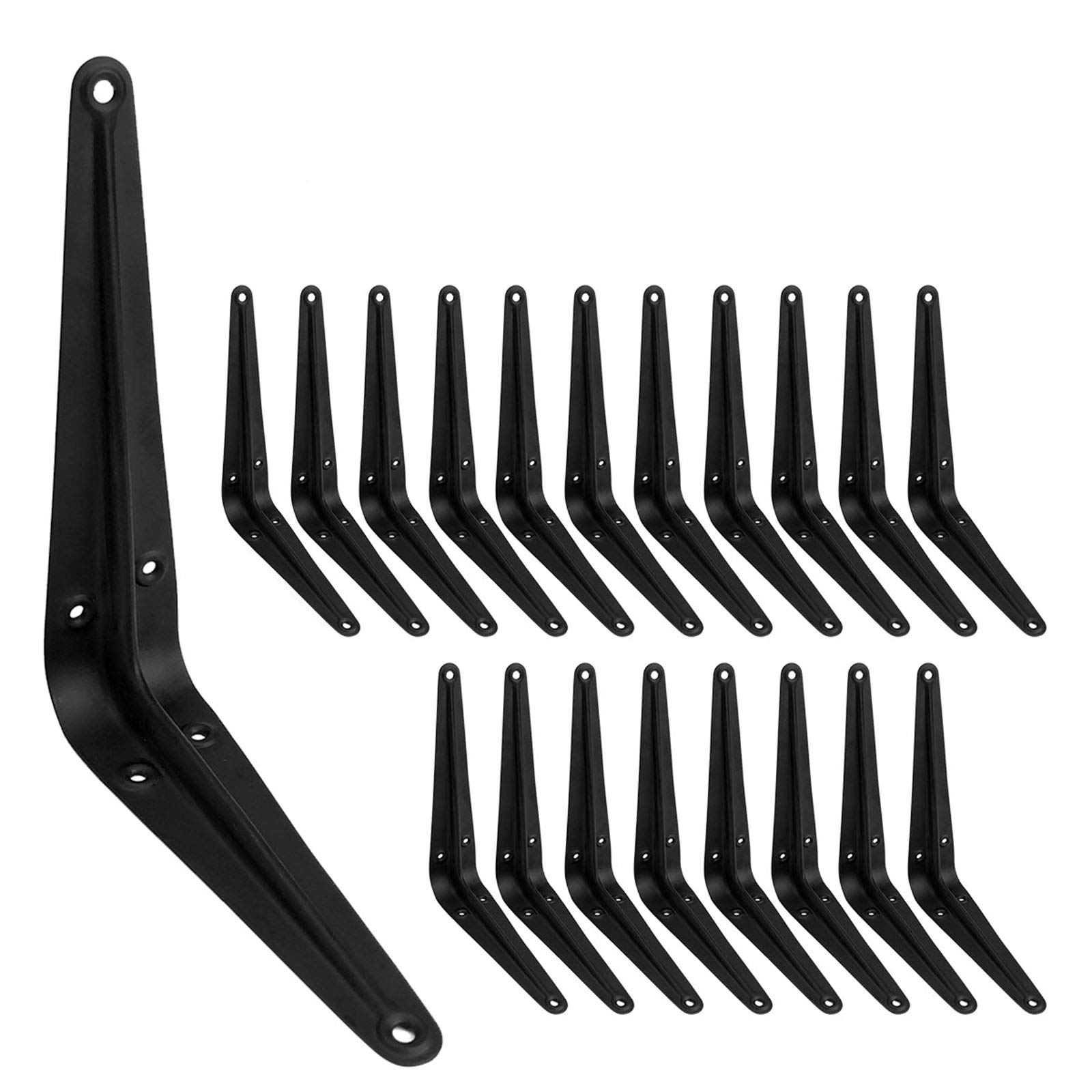 Photo 1 of 20 Pack 6 inch Shelf Brackets for DIY Floating Shelf, Heavy Duty Black Iron Metal Wall Bracket Shelf Bracket, Decorative Corner Brackets Joint Angle Bracket