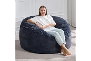 Bean Bag Chairs for Adults Beanbag Chair with Plush Faux Fur Cover Large Bean Bag Chair Big Bean Bag Chair for Living Room Be