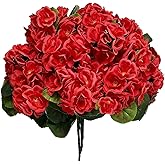 RioBeryo 6 Bundles 15" Artificial Geranium Fake Flowers for Outdoor Decoration - Fake Silk Faux Plants UV Resistant for Front Door Planter Outside Balcony Yard Porch Garden Patio Home Decor(Red)
