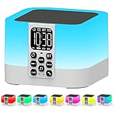 Gifts for Teen Boys Girls, Night Light Bluetooth Speaker, Multi-Color Changing Alarm Clock for Bedrooms, Dimmable Bedside Lamp, Best Birthday Gift Trendy Stuff for 8 - 14+ Years Old Teenage Girls Boys