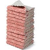 kimteny 12 Pack Dish Towels, 10x10 in Premium Dish Cloths, Super Absorbent Kitchen Towels Coral Velvet Dishcloths Nonstick Oil Fast Drying Washcloths (Pink-Grey)