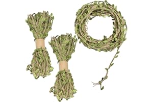 98 Feet 5MM Burlap Leaf Ribbon,YuCool Natural Wall Hanging Jute Vine Twine with Artificial Green Leaves for Rustic Wedding,Ho
