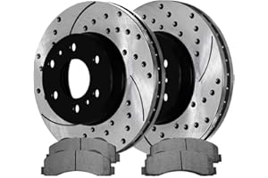 AUTO SHACK AutoShack Front Drilled and Slotted Brake Kit Rotors Black and Ceramic Pads Pair of 2 Driver and Passenger Side Replacement for 2010-2017 Ford Expedition F-150 Lobo 2010-2017 Navigator SCD1414-PR64155