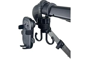Ezkindheit 2-in-1 Hook & Phone Holder - Universal for Strollers, Bikes - 360° Rotation, Non-Slip Design, Hands-Free Stroller Accessories for Parents.