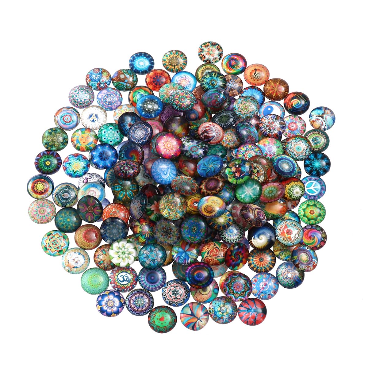 Photo 1 of 200pcs 12mm Mixed Round Mosaic Tiles for Crafts Glass Mosaic Supplies Flat Marbles,Glass gems for Crafts,Glass Tiles for Jewelry Making